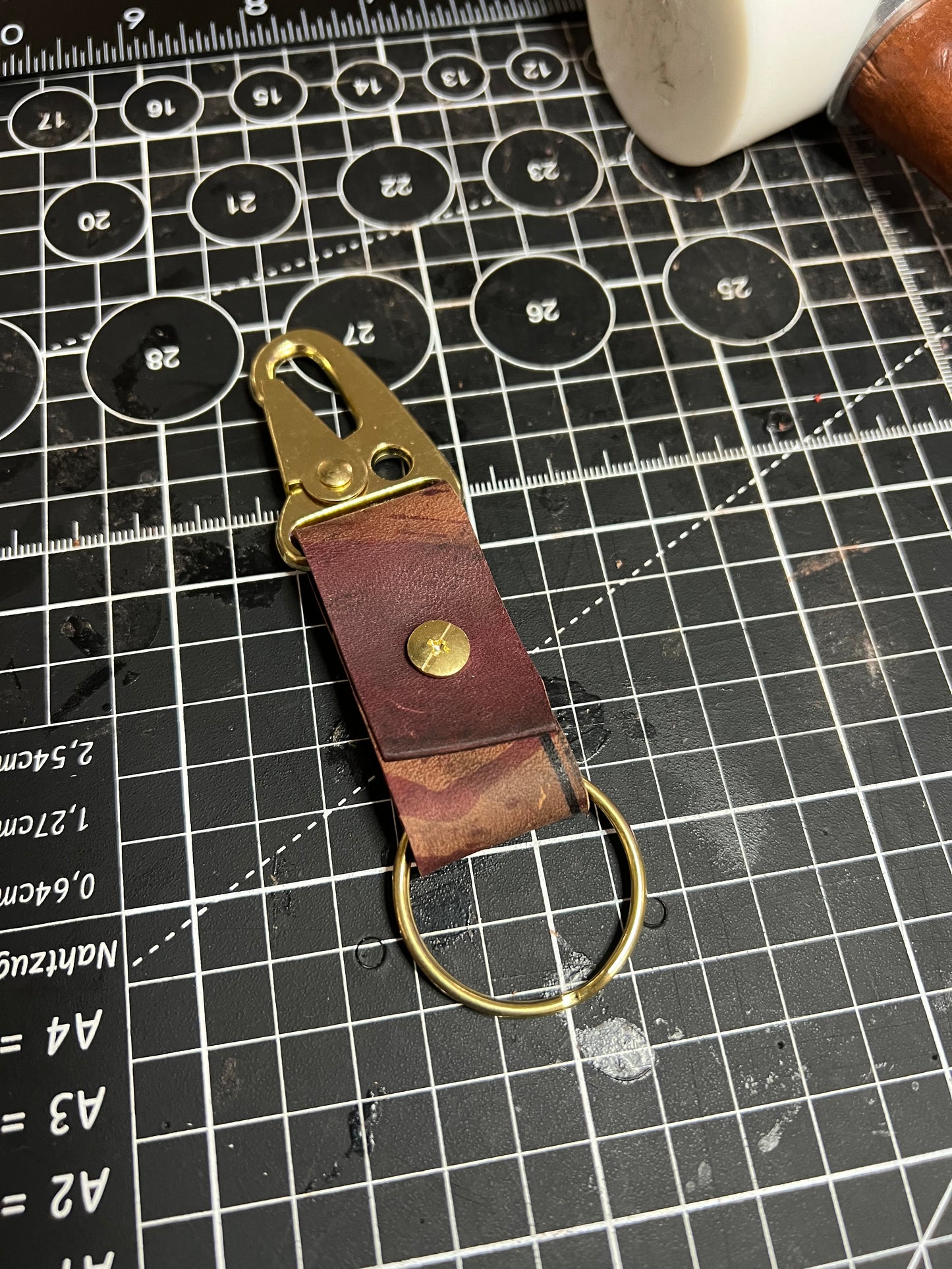 #8 reverse brass key chain